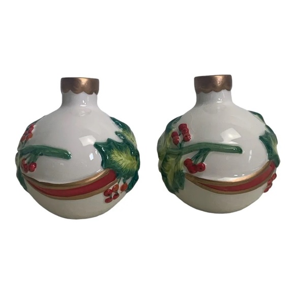 Fitz And Floyd Noel Classique Salt Pepper Shaker Christmas Ornaments 2004 - Picture 2 of 8